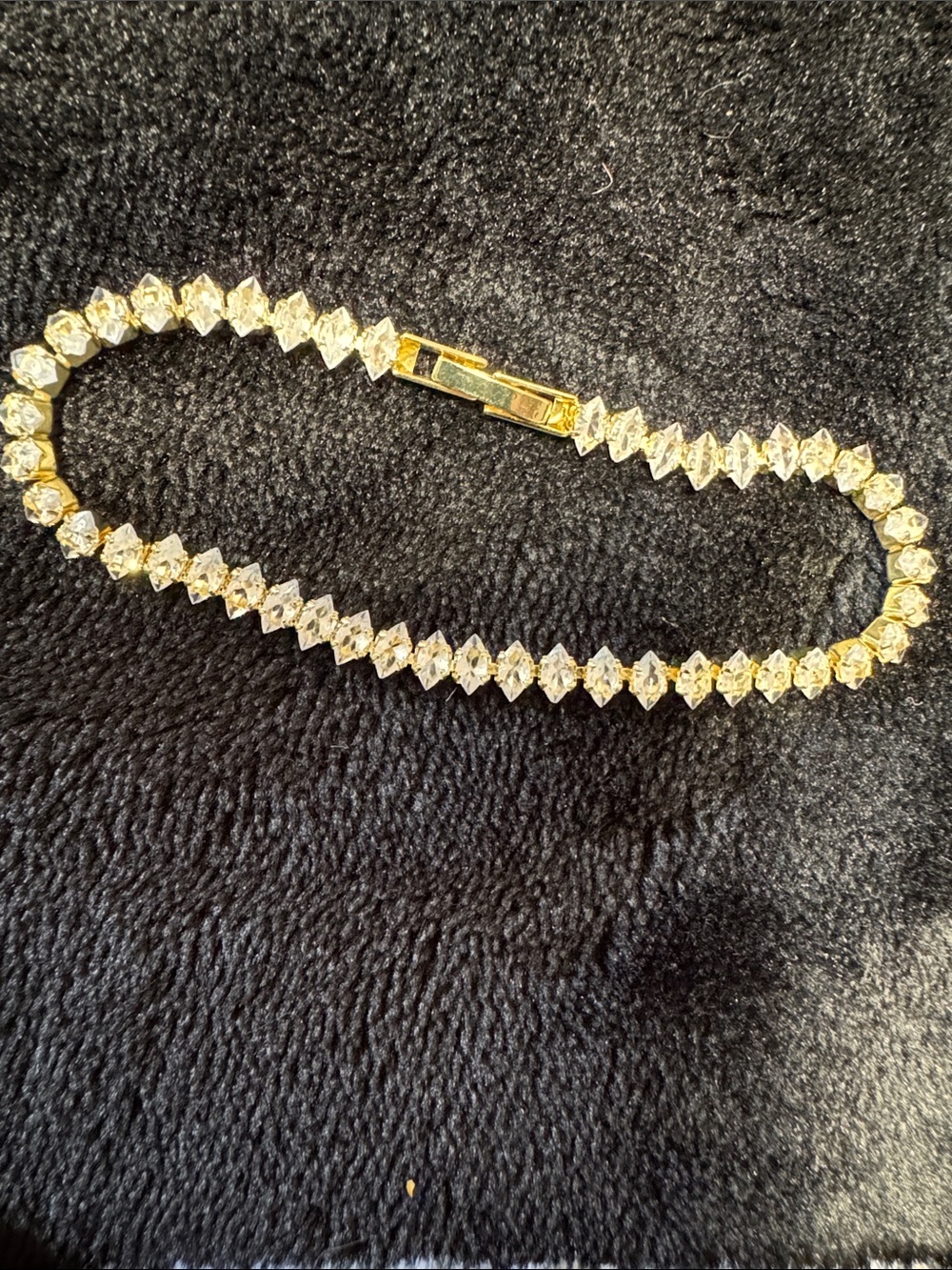 Source Unknown Gold-Tone Crystal Tennis Bracelet